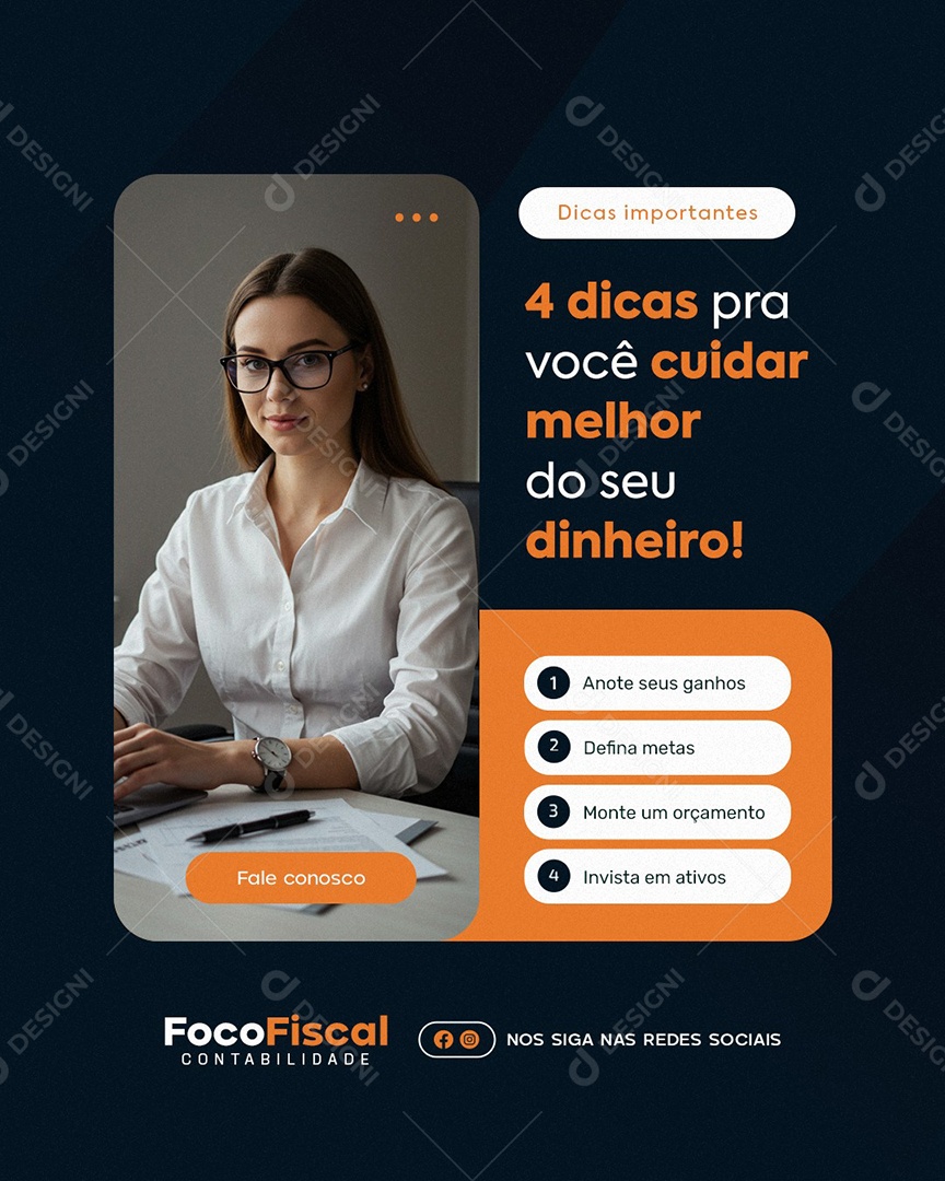Contabilidade Dicas Pra Você Cuidar Melhor do Seu Dinheiro Social Media PSD Editável