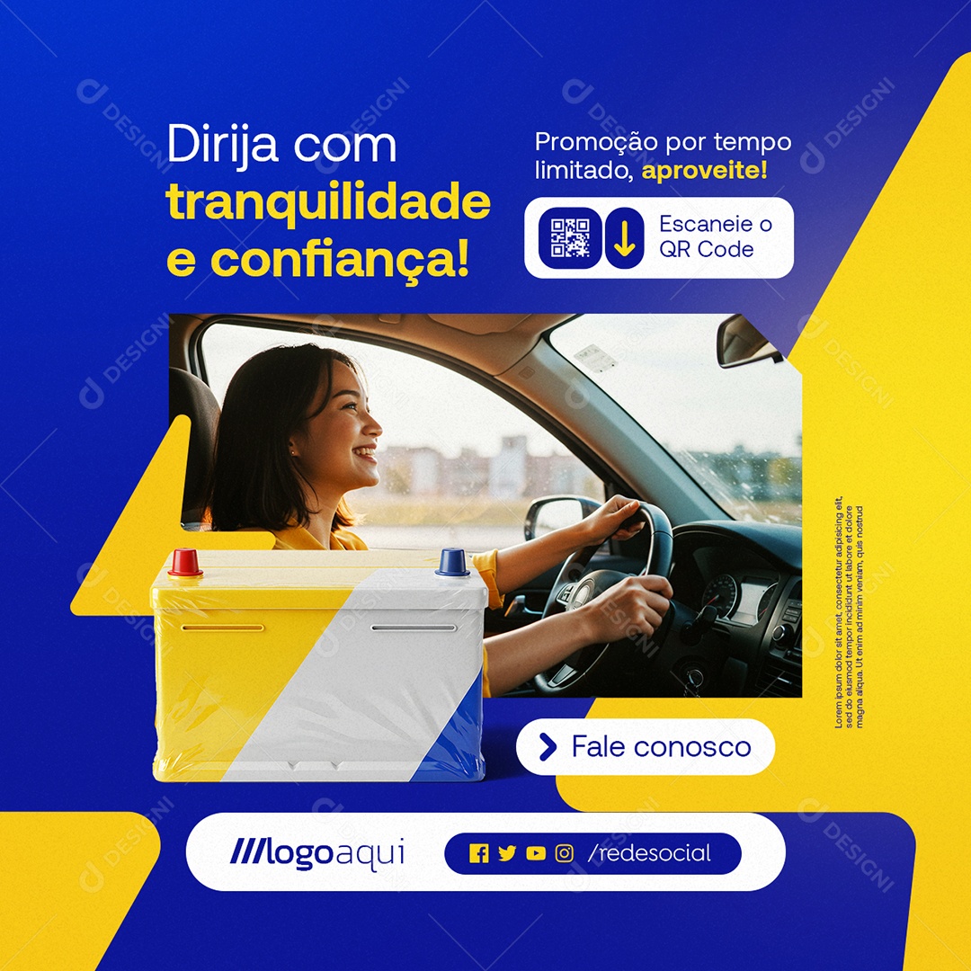 Baterias Dirija com Tranquilidade Social Media PSD Editável