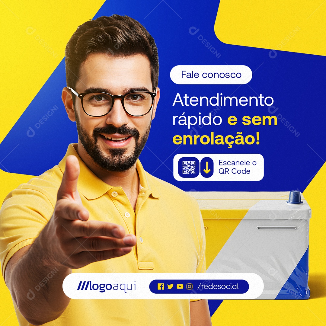 Baterias Atendimento Rápido e Sem Enrolação Social Media PSD Editável