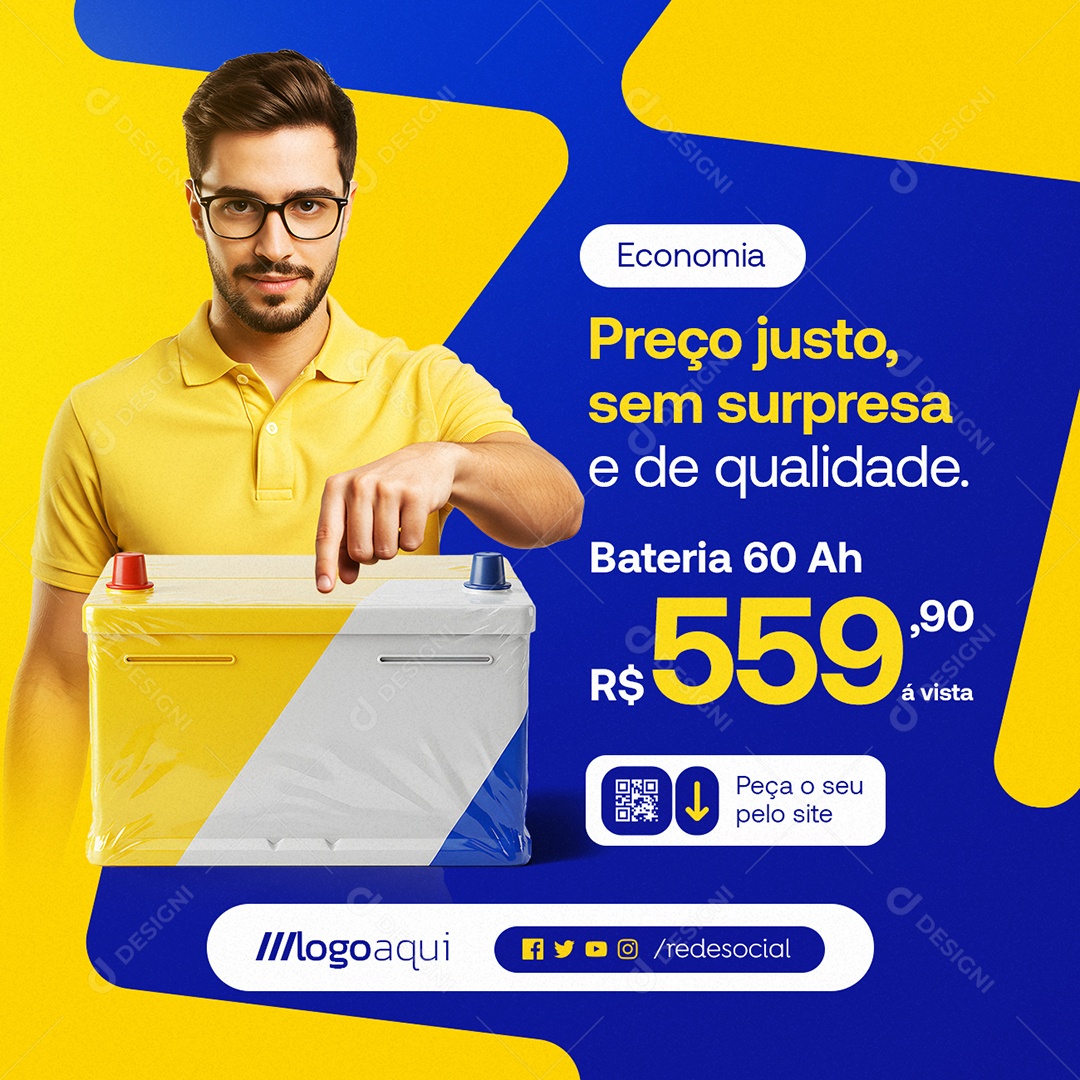 Baterias Preço Justo sem Surpresa Social Media PSD Editável
