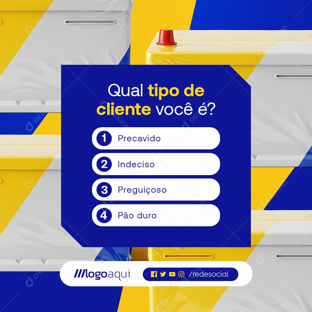 Baterias Qual Tipo de Cliente Você é? Social Media PSD Editável