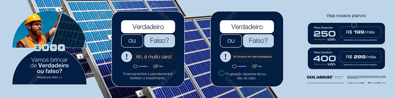 Carrossel Energia Solar Veja Nossos Planos Social Media PSD Editável