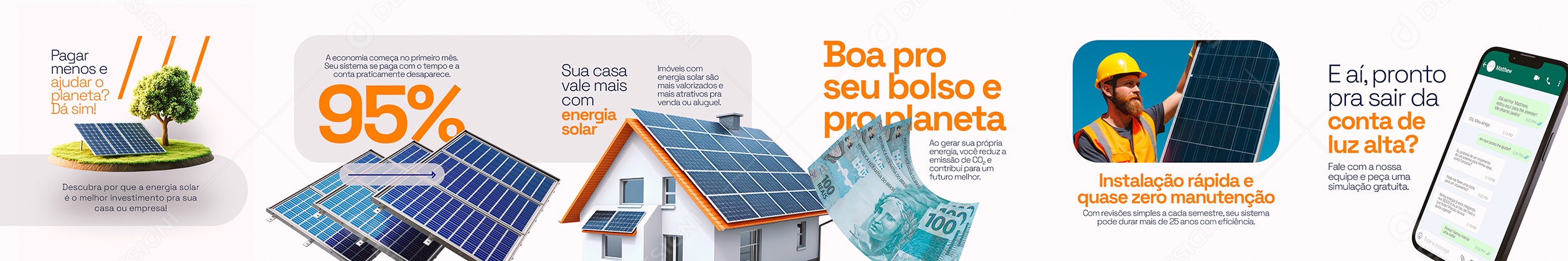 Carrossel Energia Solar Boa Pro Seu Bolso e Pro Planeta Social Media PSD Editável