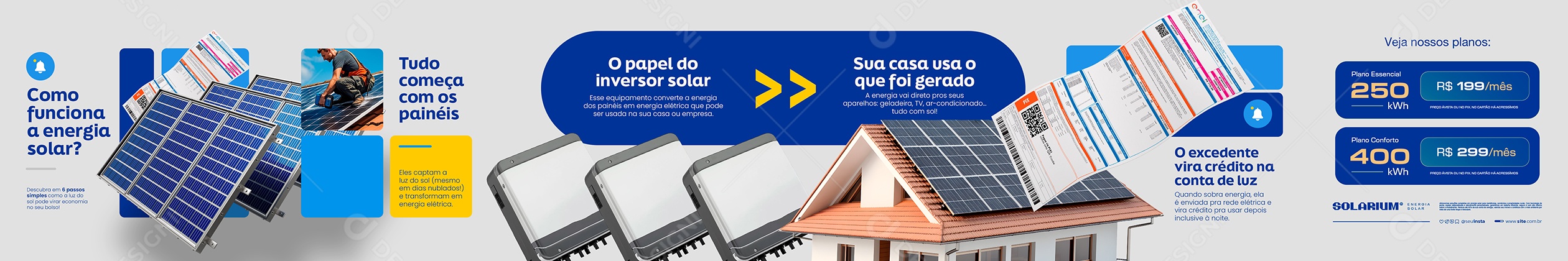 Carrossel Energia Solar Veja Nossos Planos Social Media PSD Editável