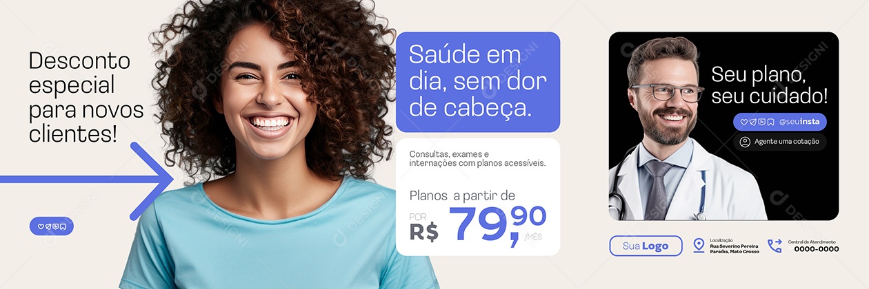 Carrossel Seguradora Saúde Social Media PSD Editável