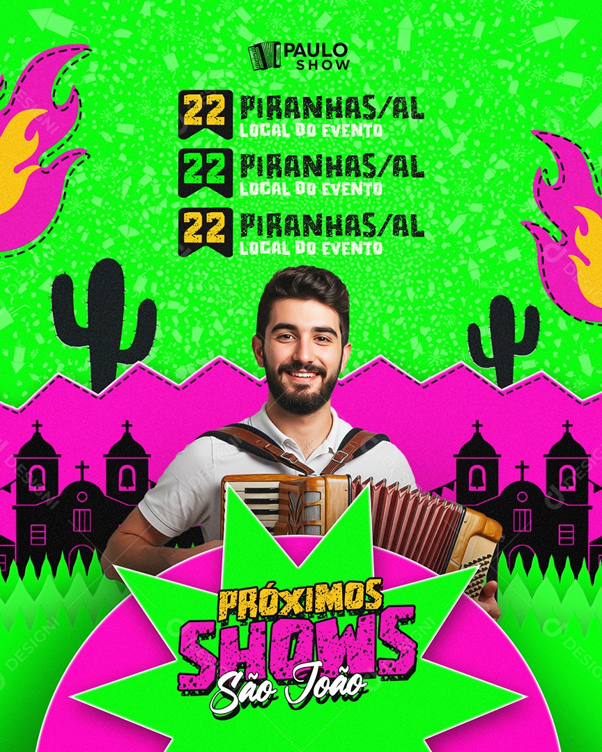 Flyer Agenda de São João Social Media Feed PSD Editável