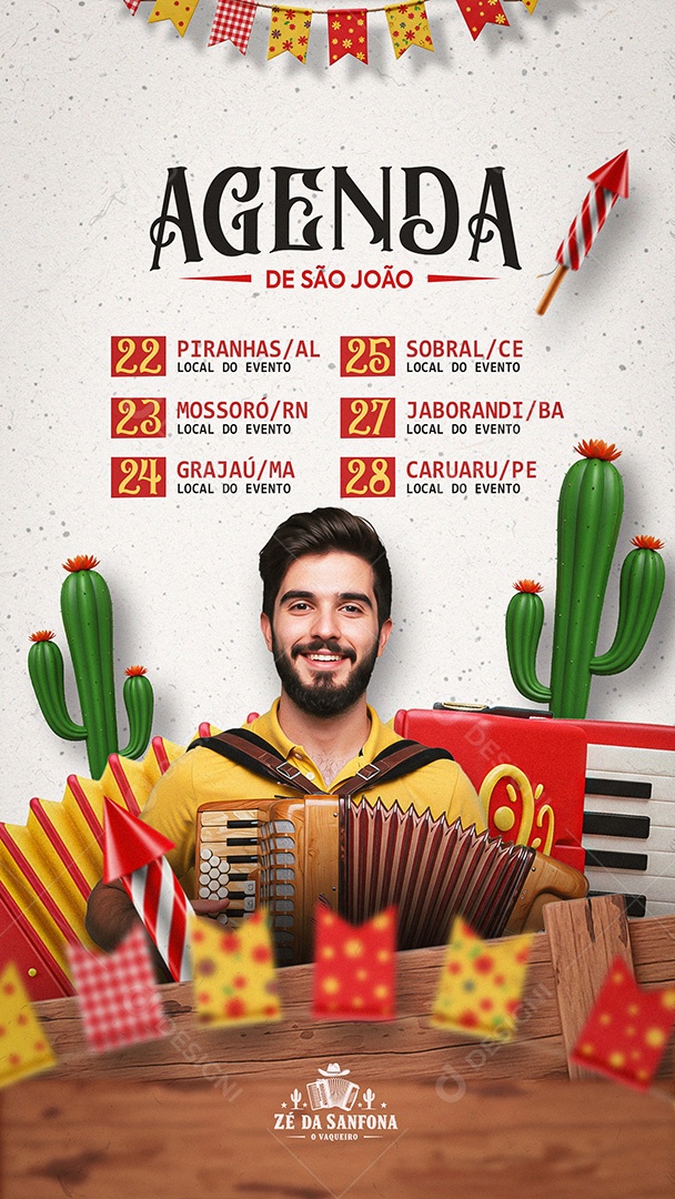 Flyer Agenda de São João Social Media Story M2 PSD Editável