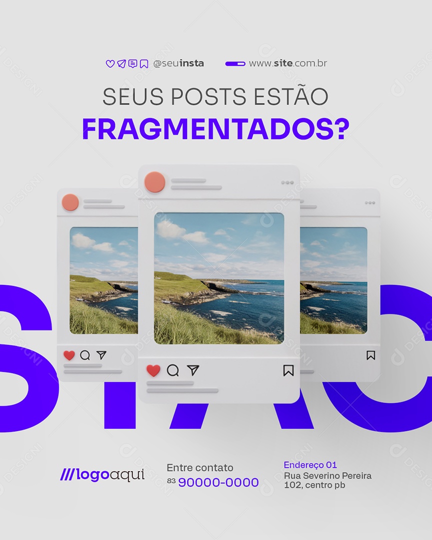 Marketing Digital Seus Posts Estão Fragmentados Social Media PSD Editável