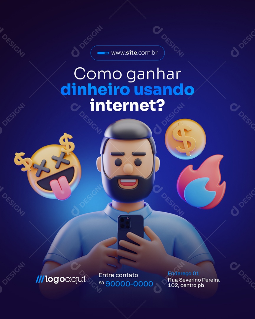 Marketing Digital Como Ganhar Dinheiro Usando Internet Social Media PSD Editável