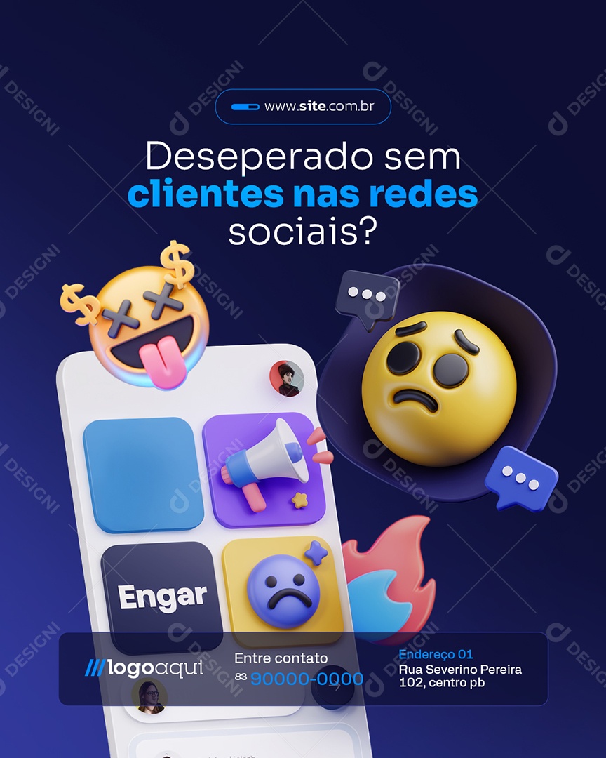 Marketing Digital Desesperado Sem Clientes Nas Redes Sociais Social Media PSD Editável