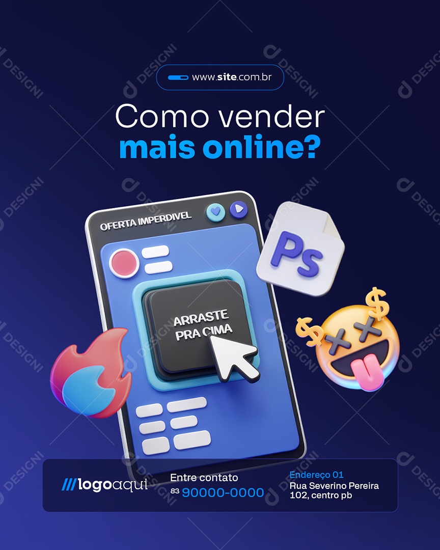 Marketing Digital Como Vender Mais Online Social Media PSD Editável