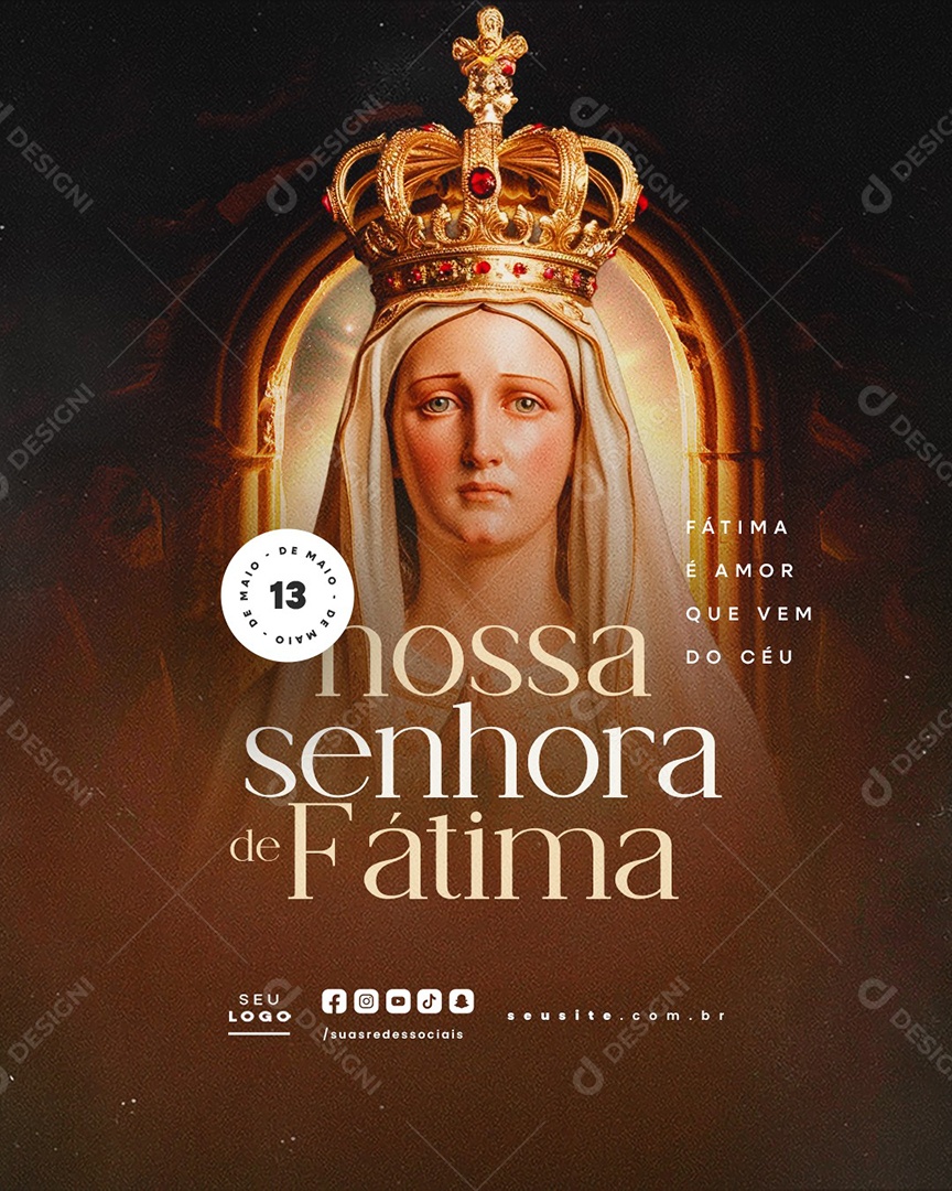 Dia de Nossa Senhora de Fátima 13 de Maio Social Media PSD Editável