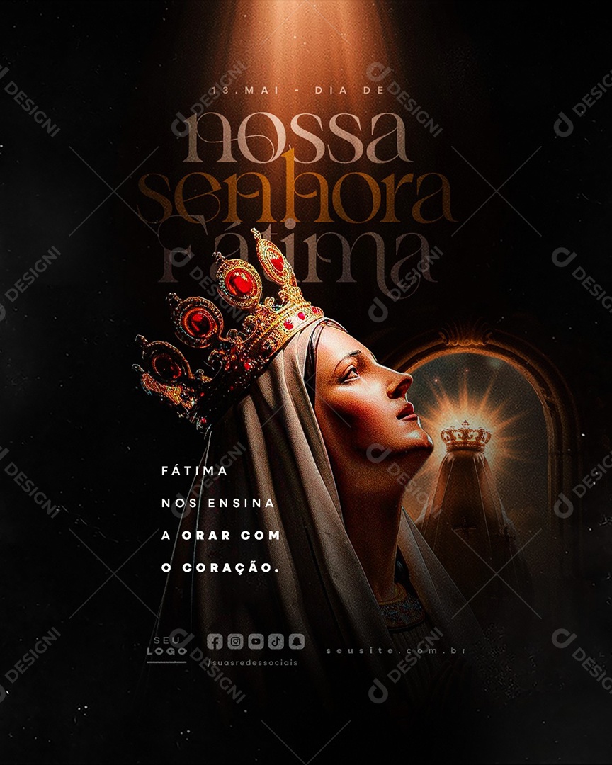 Dia de Nossa Senhora de Fátima 13 de Maio Social Media PSD Editável