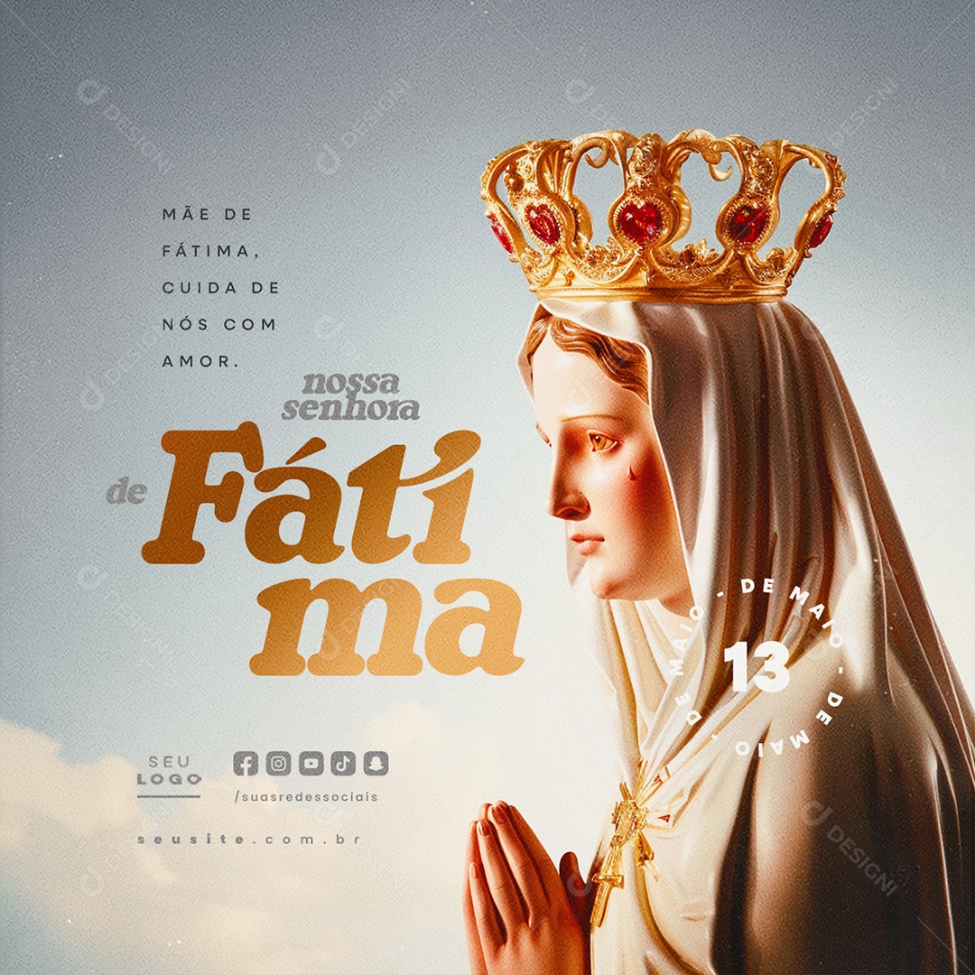 Dia de Nossa Senhora de Fátima 13 de Maio Social Media PSD Editável
