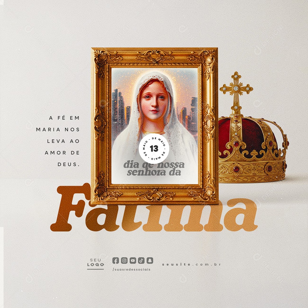 Dia de Nossa Senhora de Fátima 13 de Maio Social Media PSD Editável