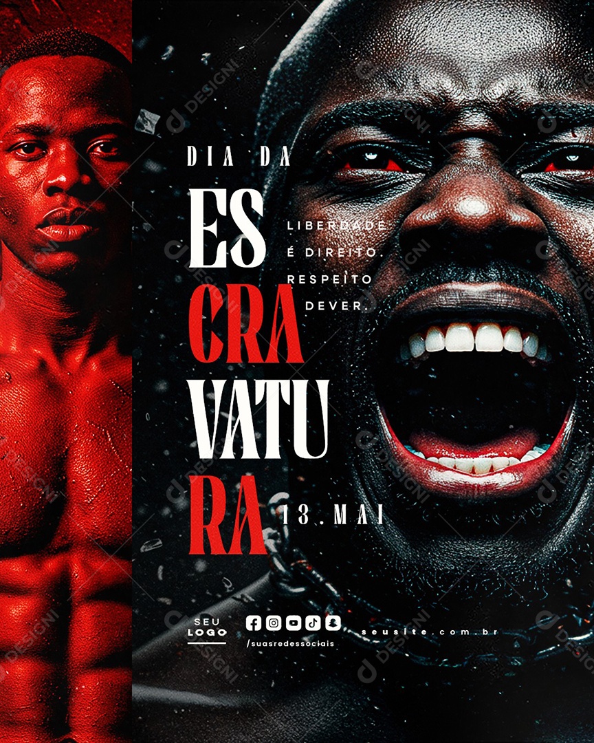 Dia da Abolição da Escravatura 13 de Maio Social Media PSD Editável