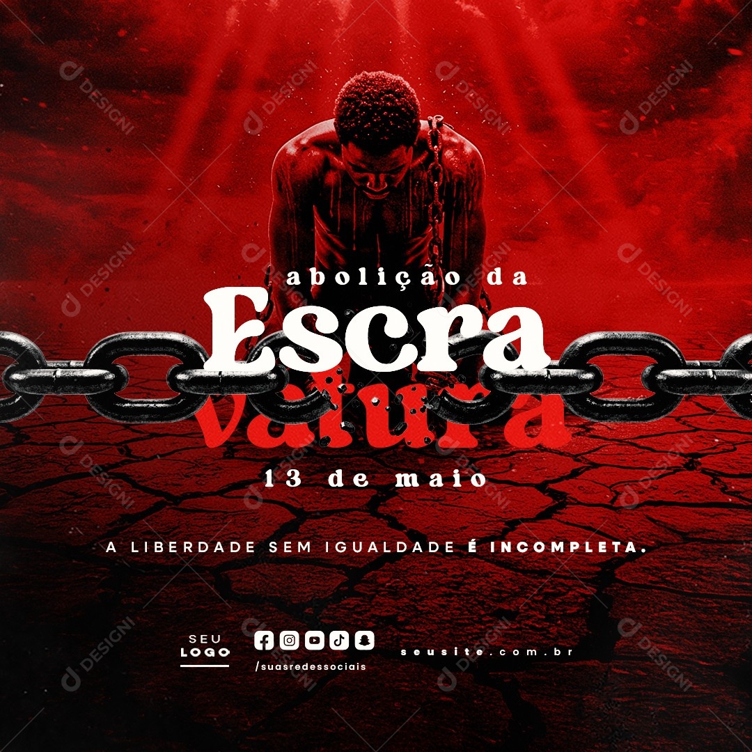 Dia da Abolição da Escravatura 13 de Maio Social Media PSD Editável