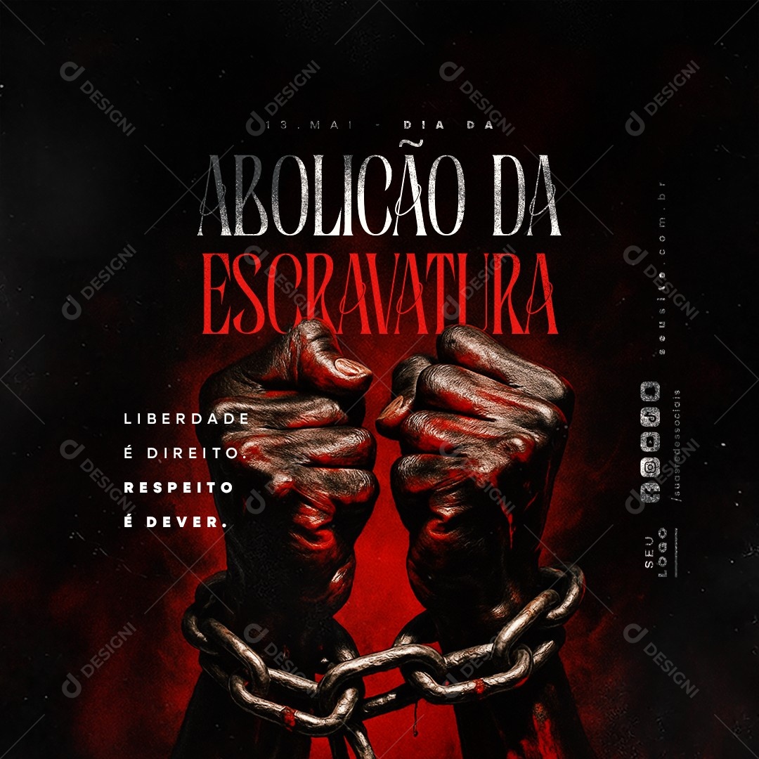 Dia da Abolição da Escravatura 13 de Maio Social Media PSD Editável