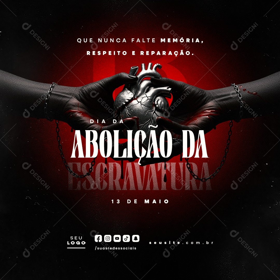 Dia da Abolição da Escravatura 13 de Maio Social Media PSD Editável