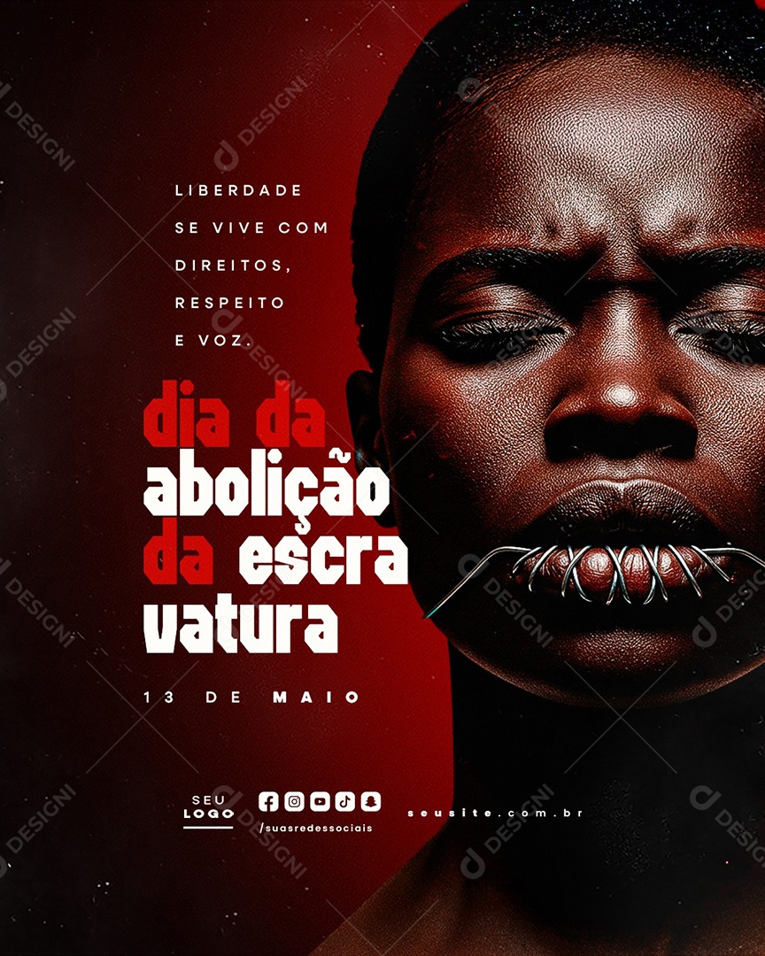 Dia da Abolição da Escravatura 13 de Maio Social Media PSD Editável