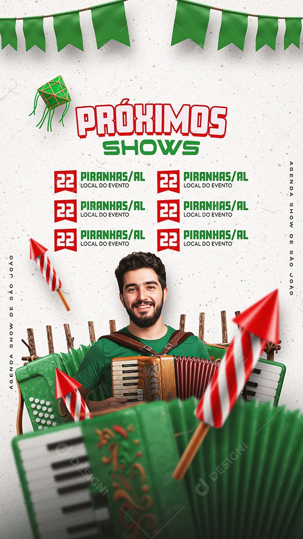 Flyer Próximos Shows de São João Social Media Story PSD Editável