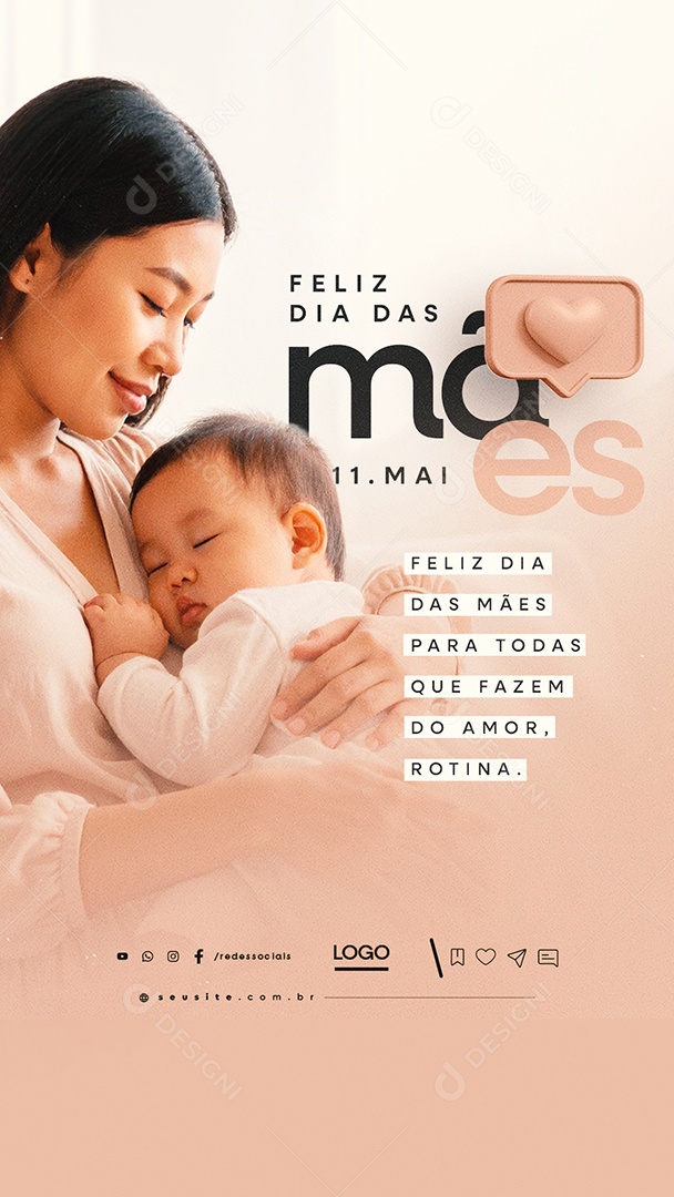 Story Feliz Dia das Mães 11 de Maio Social Media PSD Editável
