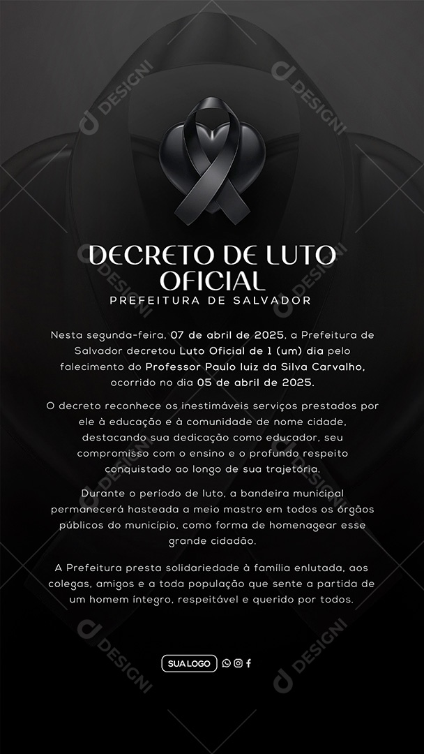 Story Decreto de Luto Social Media PSD Editável
