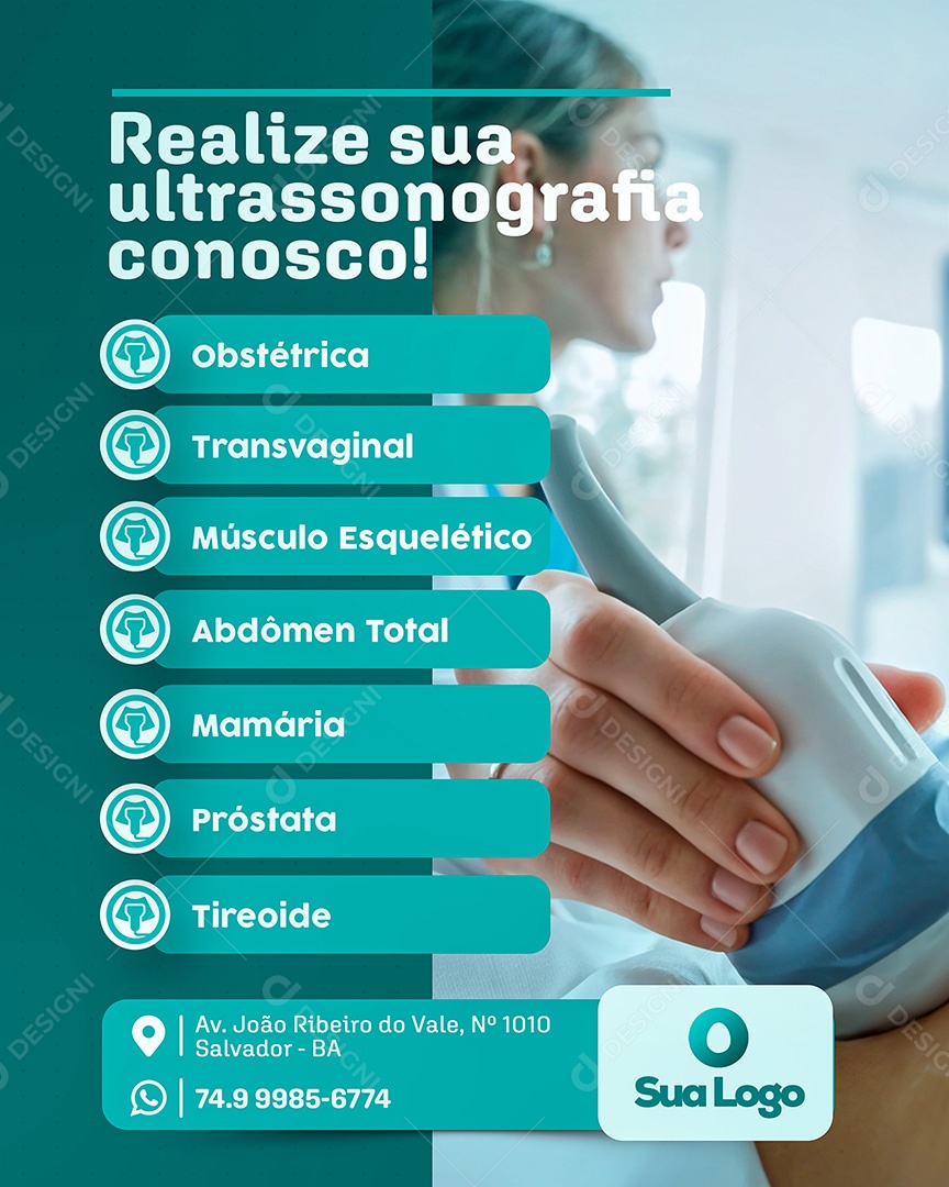 Exame Medico Ultrassonografia Social Media PSD Editável