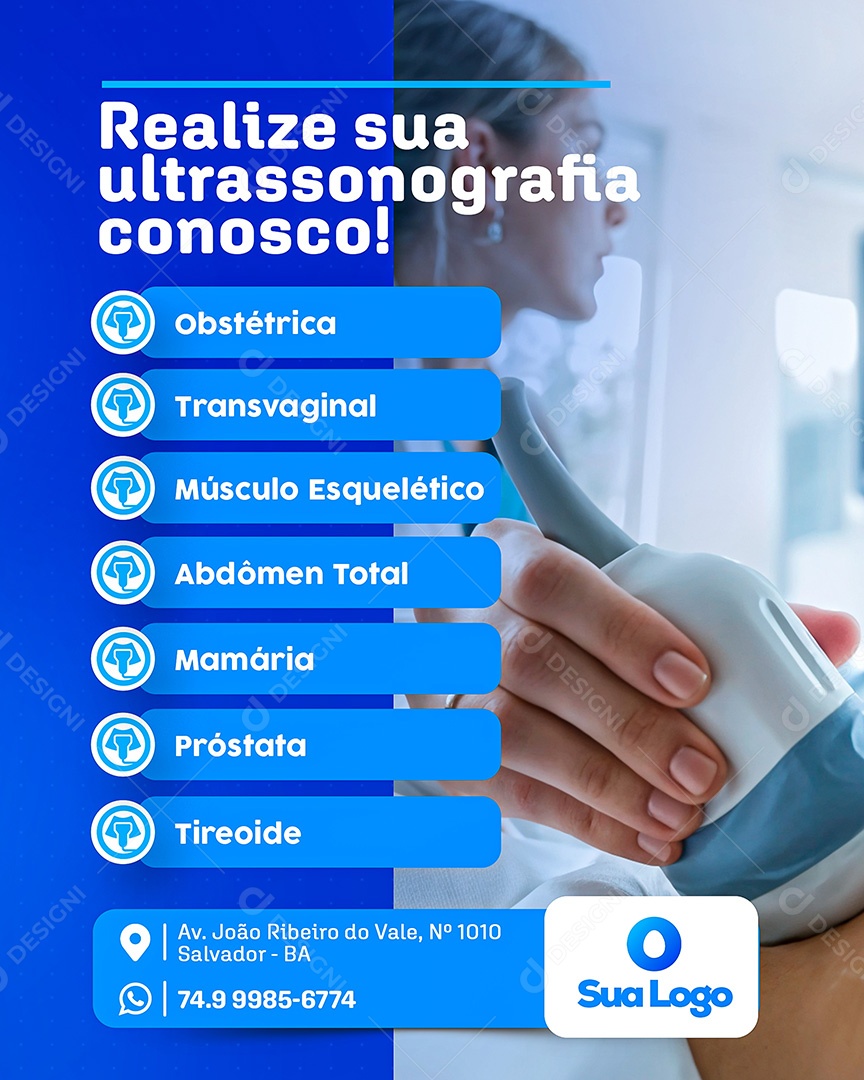 Exame Medico Ultrassonografia Social Media PSD Editável