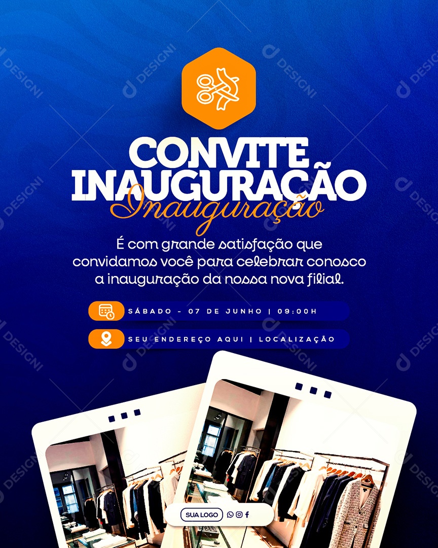 Convite de Inauguração Social Media PSD Editável
