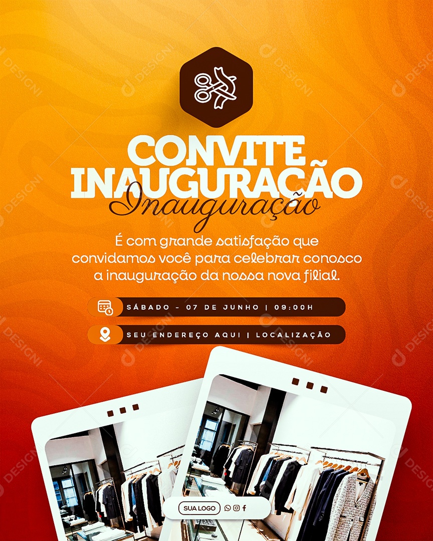 Convite de Inauguração Social Media PSD Editável