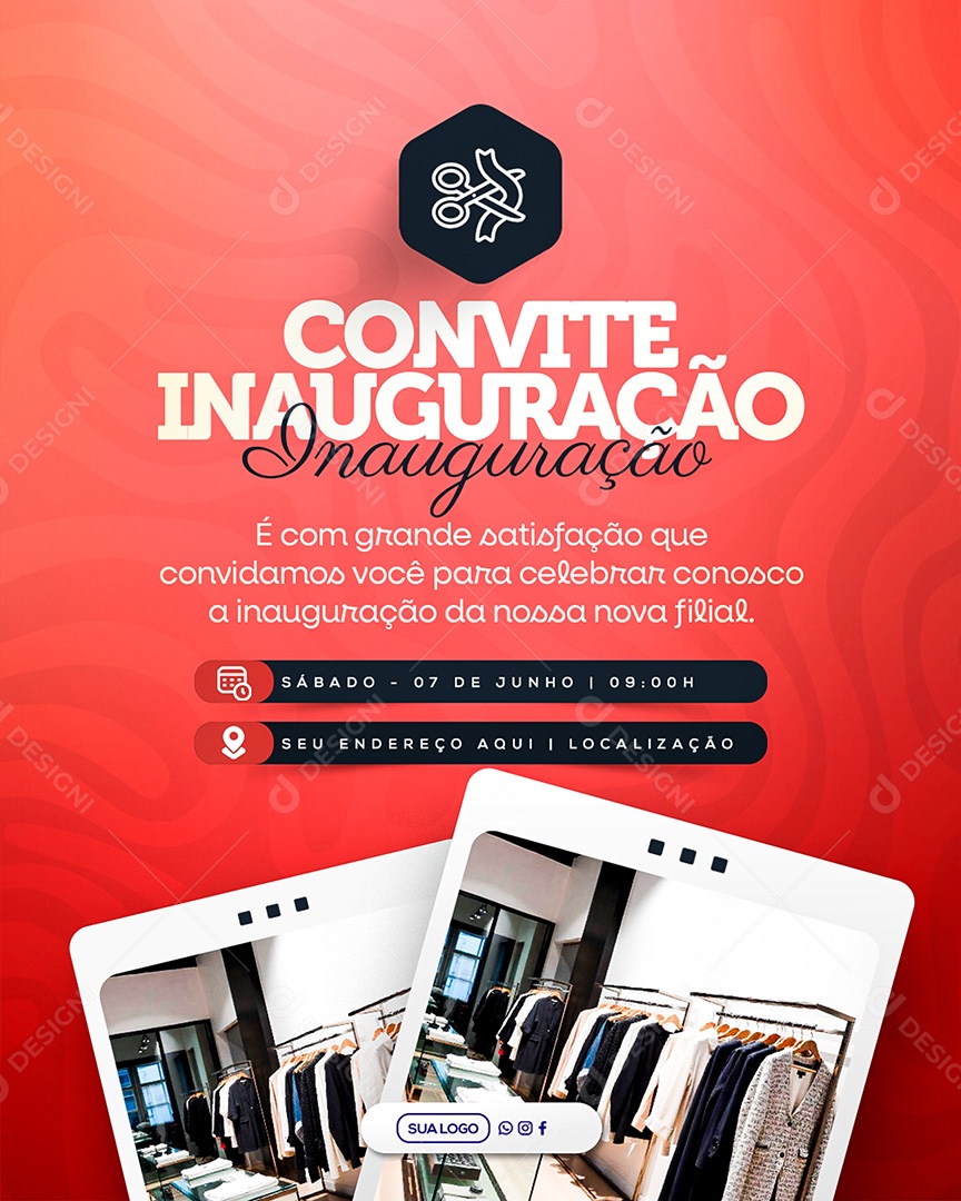 Convite de Inauguração Social Media PSD Editável