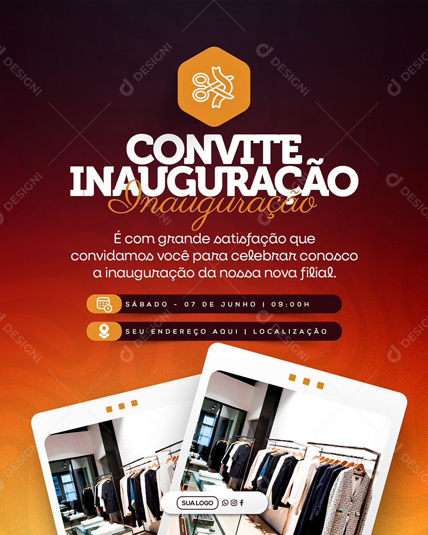 Convite de Inauguração Social Media PSD Editável