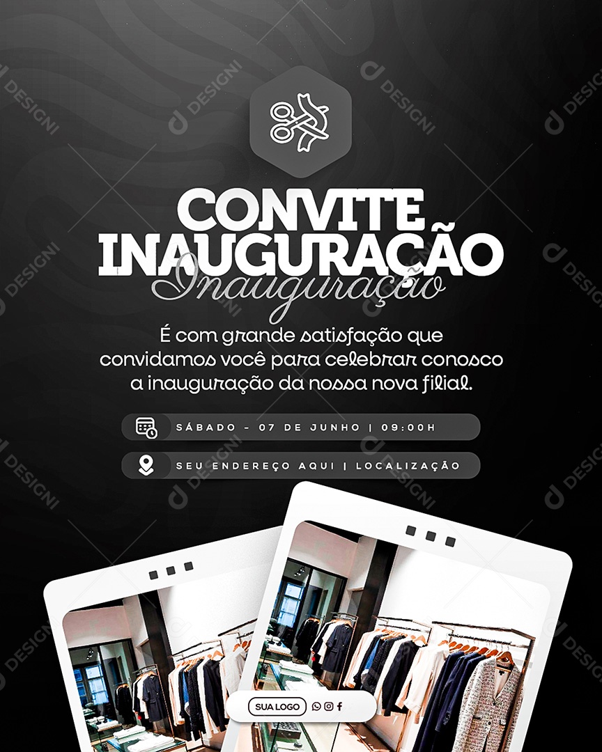 Convite de Inauguração Social Media PSD Editável