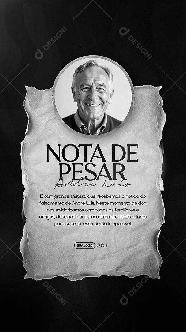 Story Nota de Pesar Social Media PSD Editável