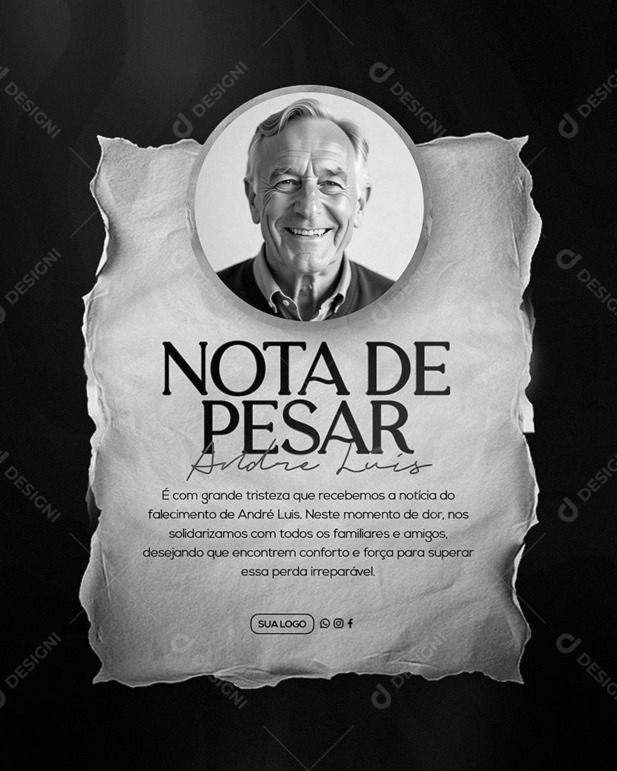 Nota de Pesar Social Media PSD Editável