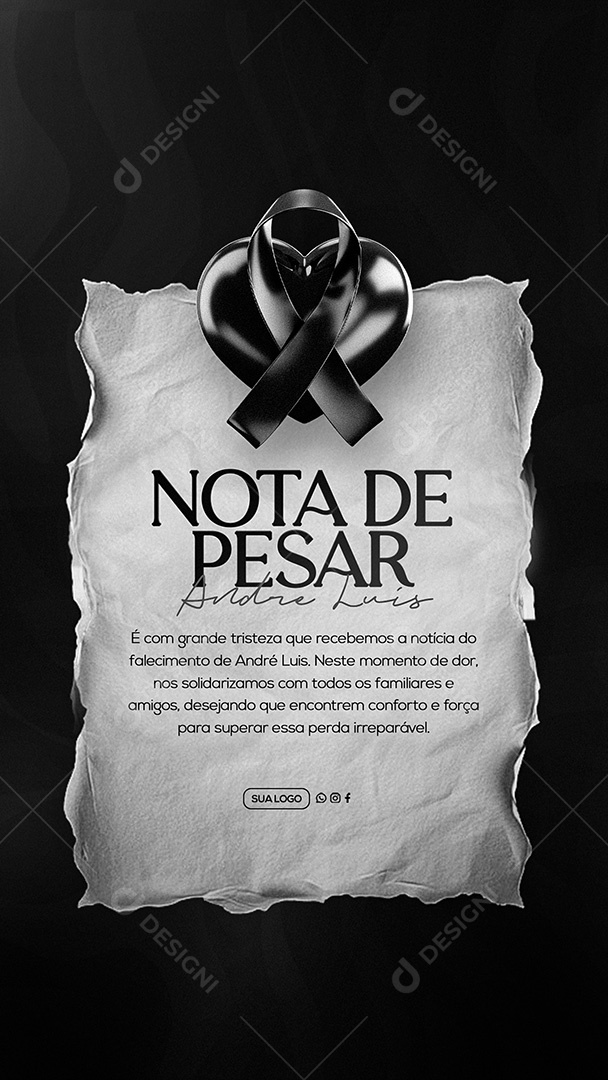 Story Nota de Pesar Social Media PSD Editável