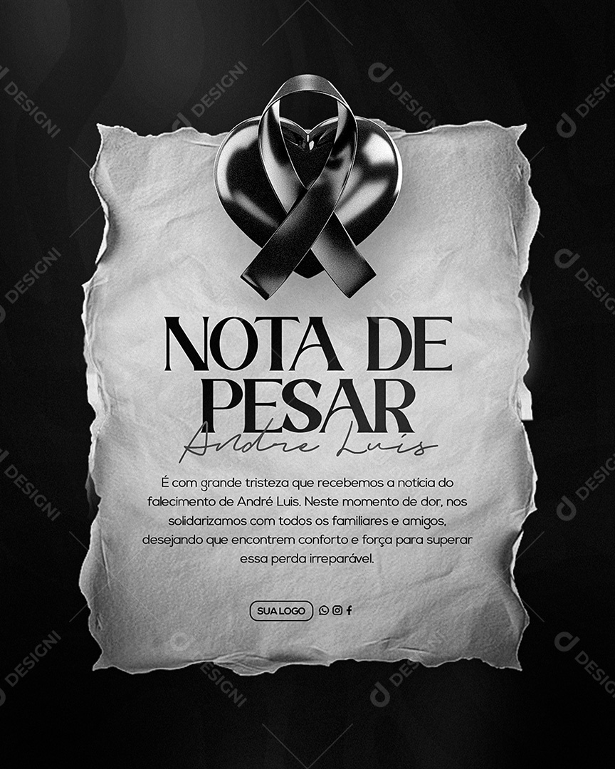 Nota de Pesar Social Media PSD Editável