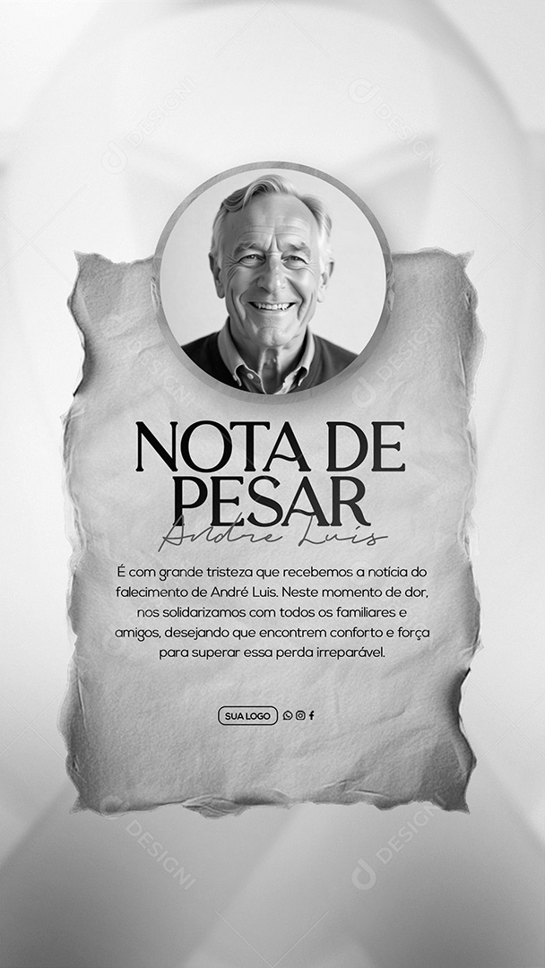 Story Nota de Pesar Social Media PSD Editável