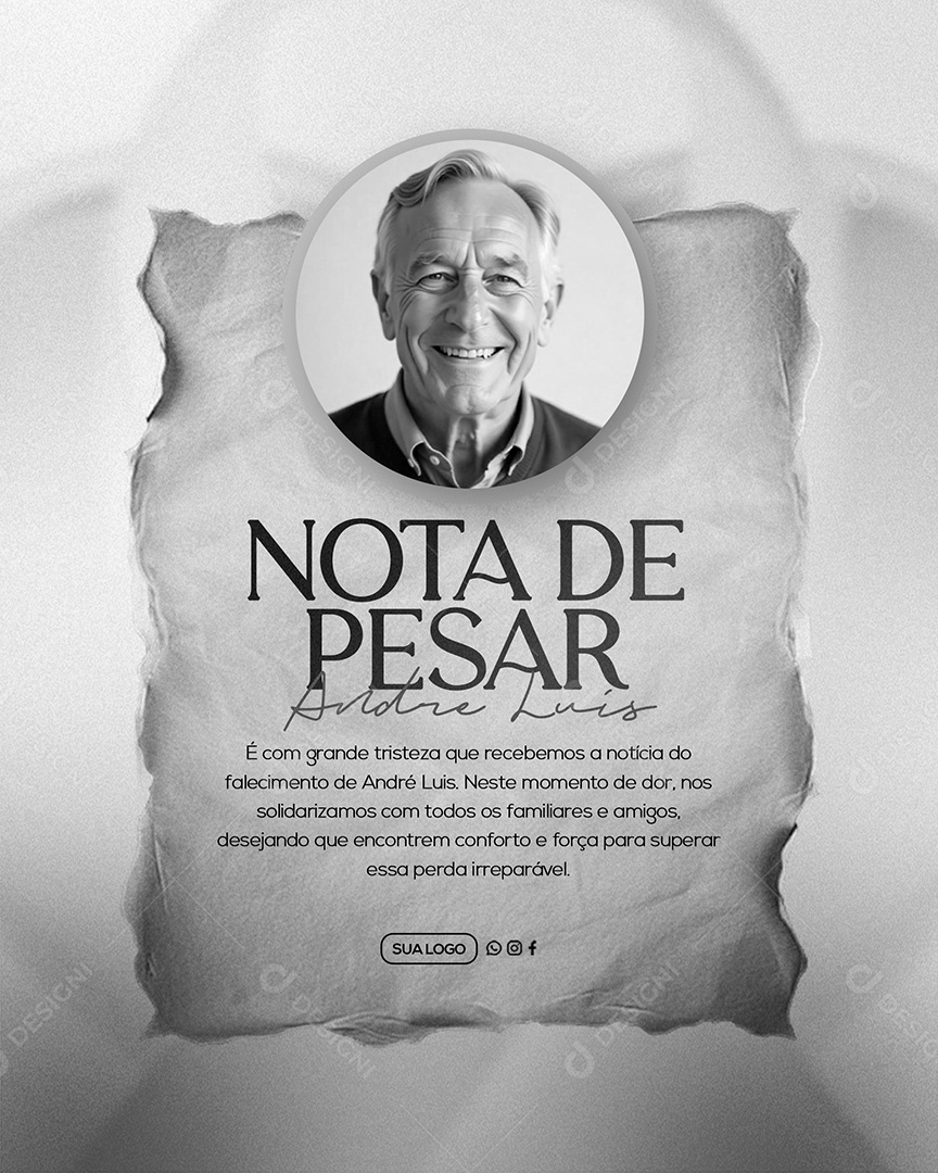 Nota de Pesar Social Media PSD Editável