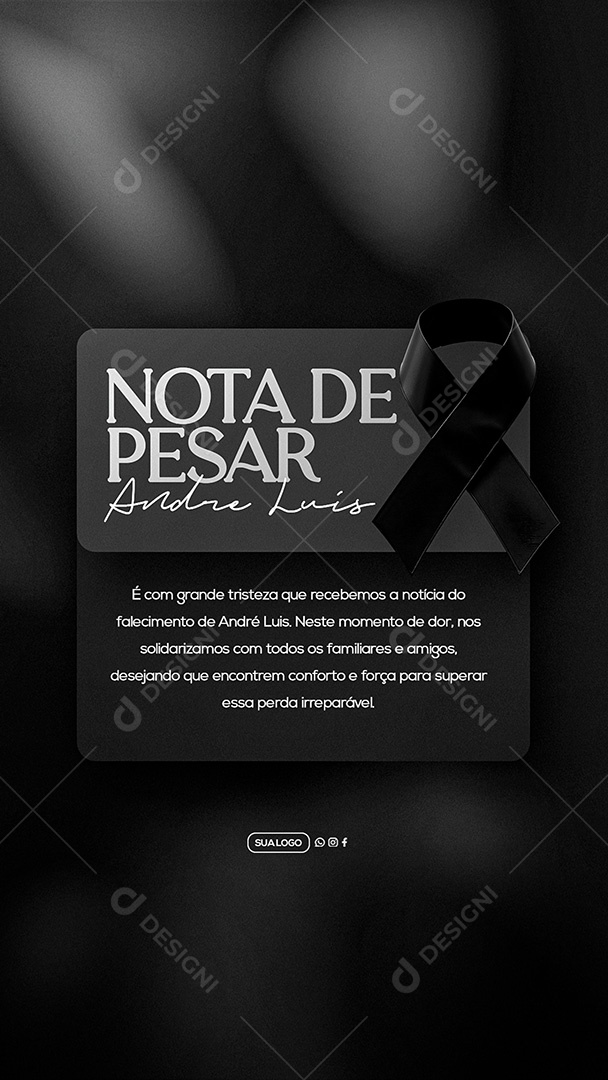 Story Nota de Pesar Social Media PSD Editável
