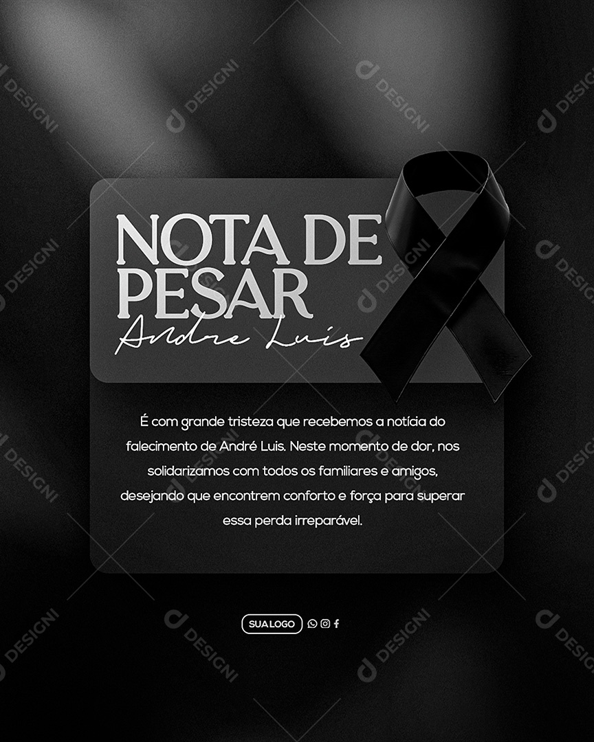 Nota de Pesar Social Media PSD Editável