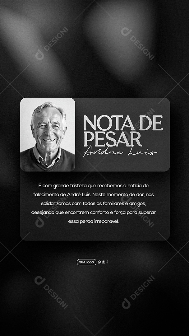 Story Nota de Pesar Social Media PSD Editável