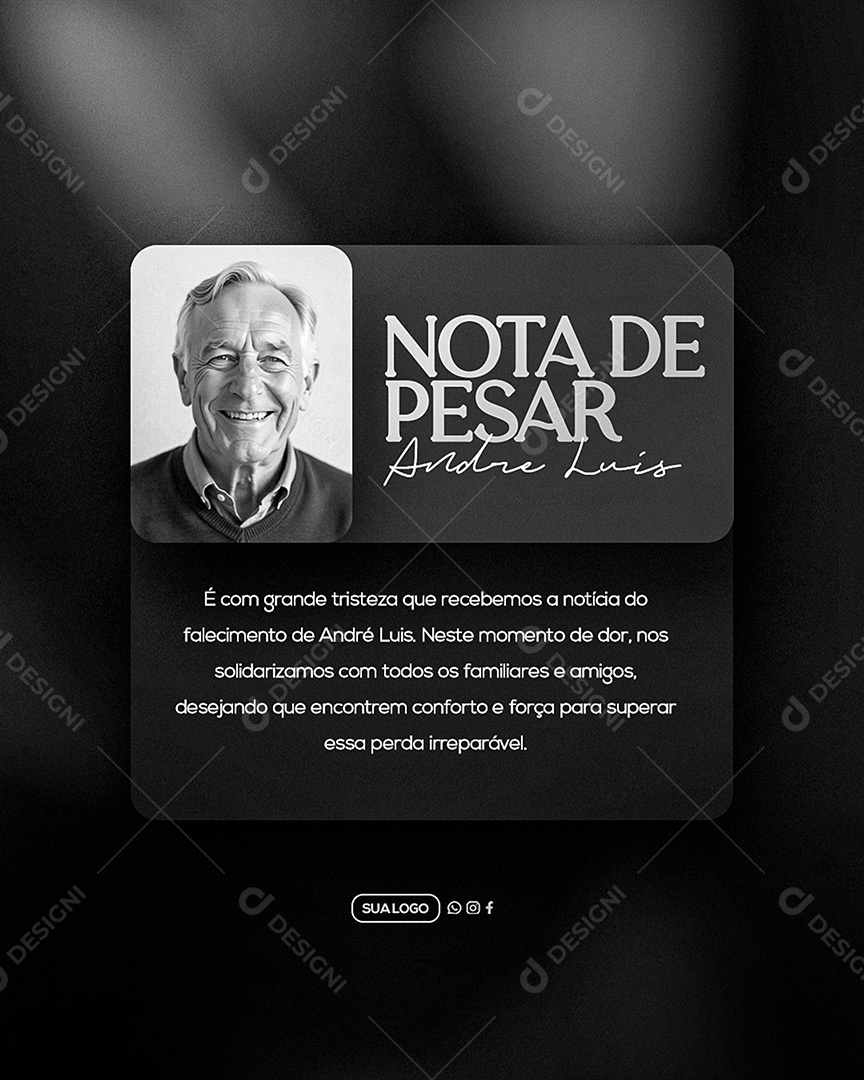 Nota de Pesar Social Media PSD Editável