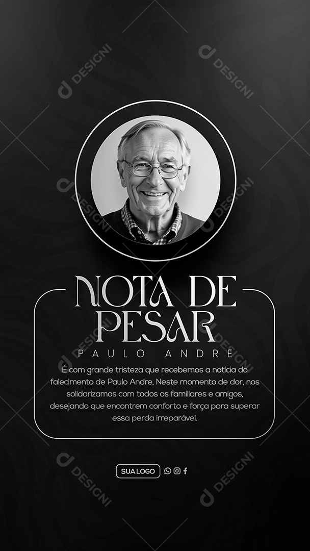 Story Nota de Pesar Social Media PSD Editável