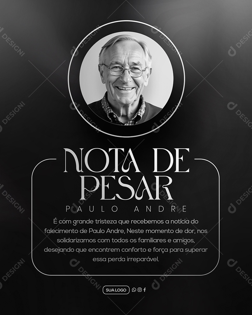 Nota de Pesar Social Media PSD Editável