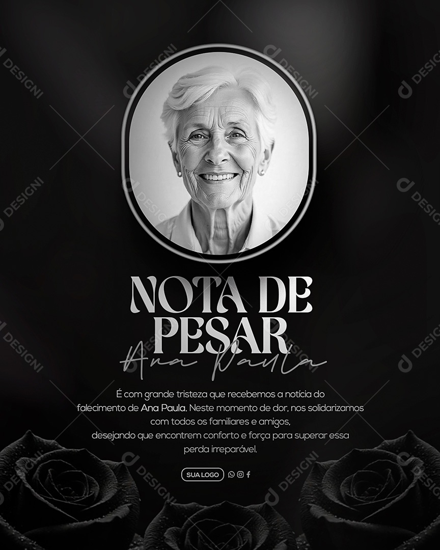 Nota de Pesar Social Media PSD Editável