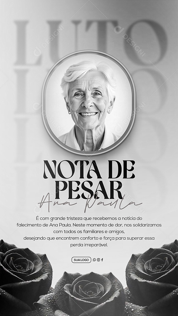 Story Nota de Pesar Social Media PSD Editável