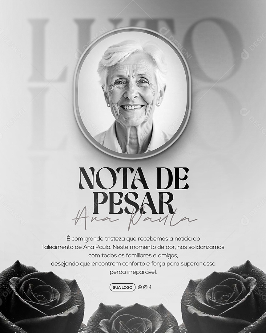 Nota de Pesar Social Media PSD Editável