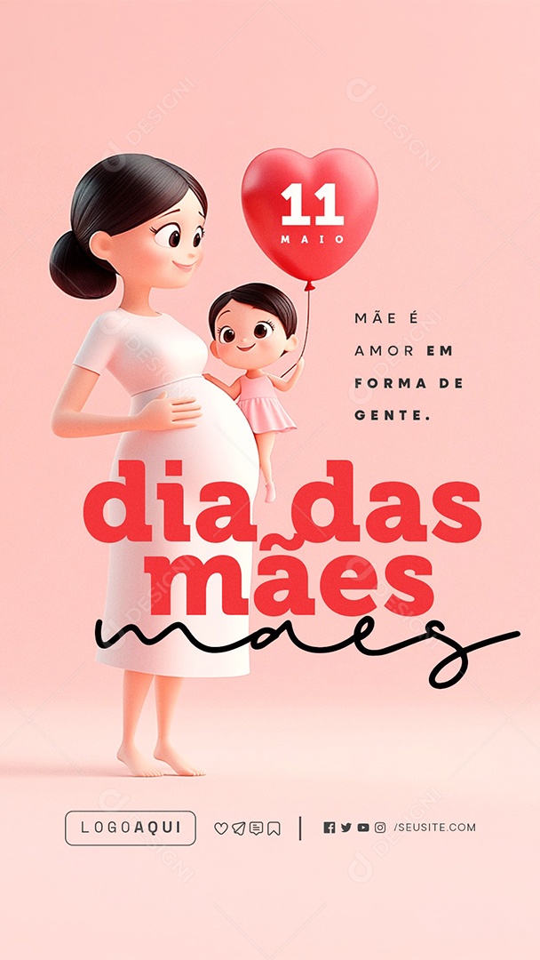 Story Feliz Dia das Mães 11 de Maio Social Media PSD Editável